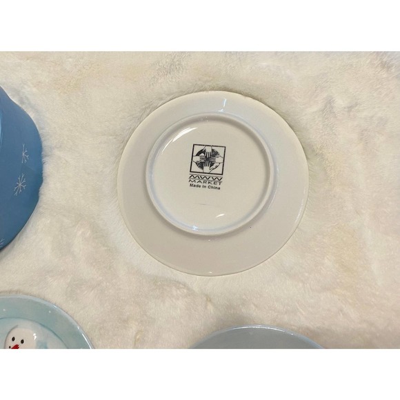 SNOWMAN/SNOWWOMAN CHRISTMAS WINTER BREAD/ DESSERT Plates/ Dishes Set/5. - Picture 5 of 5